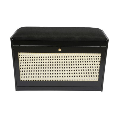 YIYIBYUS Shoe Storage Bench, 2-Tier Shoe Organizer for Entryway, Black