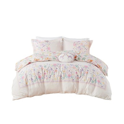 Gracie Mills Gabriela Reversible Cotton Duvet Cover Set with Throw Pillow