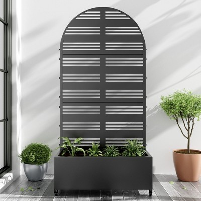 PexFix Arched Outdoor Metal Trellis with Planter Box