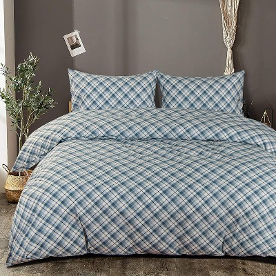 2/3 Pieces Washed Cotton Ruffled Duvet Cover Set, Ultra Soft Comforter Cover Set - NTBAY