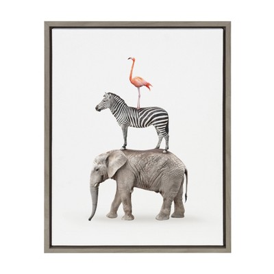 Sylvie Stacked Safari Animals Framed Canvas by Amy Peterson Gray - Kate & Laurel All Things Decor