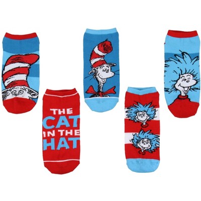 Dr. Seuss Socks Adult Cat In The Hat THING ONE THING TWO Low Cut Ankle Socks 5 Pack