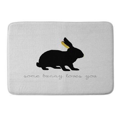 Deny Designs Orara Studio Some Bunny Loves You Memory Foam Bath Rug: Microfiber, Machine Washable, 1'9"x2'10" Rectangle Mat