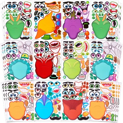 Joyfy 36PCS DIY Dinosaur Face Stickers for Kids – Animal Party Favors, Kids Crafts Activities, Goodie Bag Stuffers, and Classroom Rewards