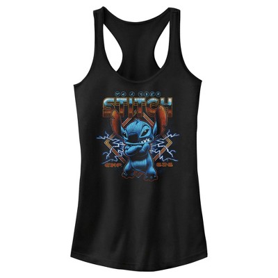 Junior's Women Lilo & Stitch 80s Rocker Stitch Racerback Tank Top
