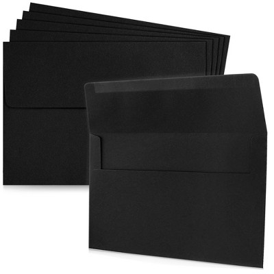 Paper Junkie 50 Pack Black Envelopes - Bulk Black 5.25x7.25 Envelopes for Invitations, Wedding, Graduation, (A7, Square Flap)