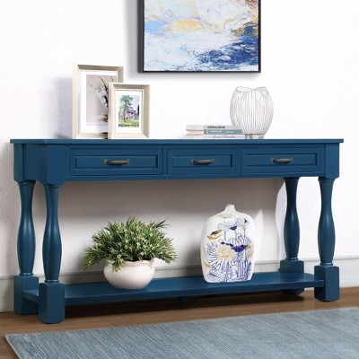 NicBex Console Table with 3 Drawers and 1 Bottom Shelf,Entryway Table with Wooden Legs,Mid-Century Couch Table for Living Room