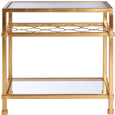 Hanzel Gold Leaf Glass Side Table - AMH8312 - Safavieh Couture