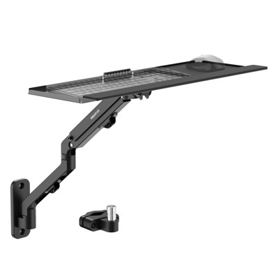 Mount-It! Keyboard Tray for Wall or Pole Mounting, Keyboard Mount with Spring Arm, Full Motion Arm for Easy Adjustments w/ Tilt, Swivel and Extension
