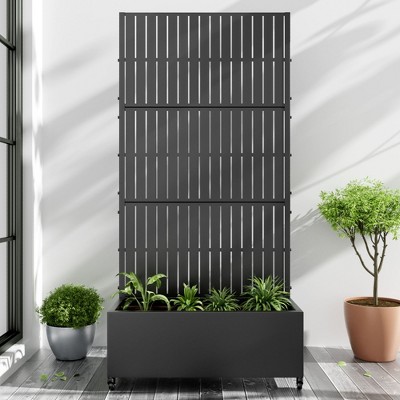 PexFix 72 in. H x 35 in. W Black Metal Rectangle Wall Planter Box with Trellis for Climbing Plants
