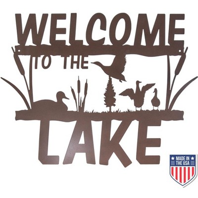 5 Star Super Deals Rustic Metal 'Welcome to the Lake' Wall Sign – Nature-Inspired Cabin and Lake House Decor w/ Easy Mounting