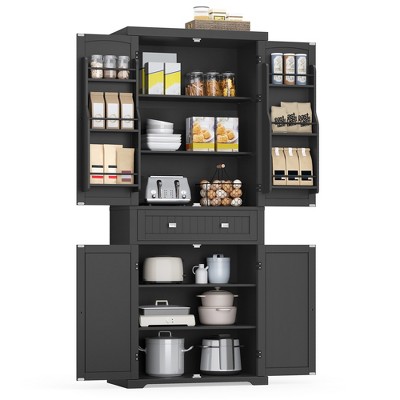 VASAGLE Kitchen Pantry Storage Cabinet, 71.9 Inches Tall Freestanding Cupboard with 1 Large Drawer, 6 Hanging Shelves