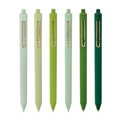 Wrapables Retractable Black Ink Gel Pens, 0.5mm Fine Point, Black ink, Set of 6