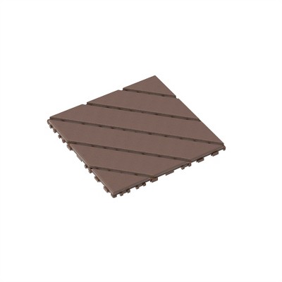 OUTSUPPLY 44-Pack Brown Interlocking Deck Tiles, 12"x12" Waterproof Plastic Patio Tiles for Outdoor, Poolside, Balcony Use