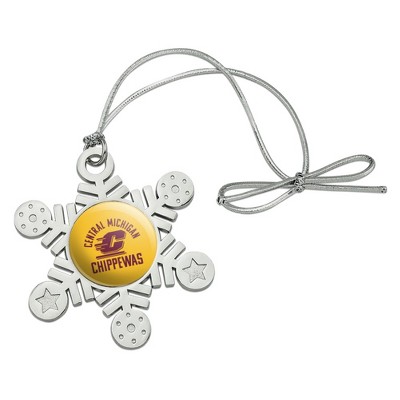 Central Michigan University Chippewas Metal Snowflake Christmas Tree Holiday Ornament