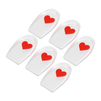 Unique Bargains Silicone Heel Support Cup Pads Orthotic Insole Plantar Care Heel Pads Love Pattern Size 40-46 6Pcs