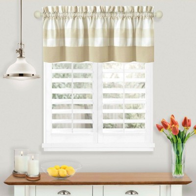 Kate Aurora Modern Farmhouse Buffalo Plaid Checkered Rod Pocket Window Valance
