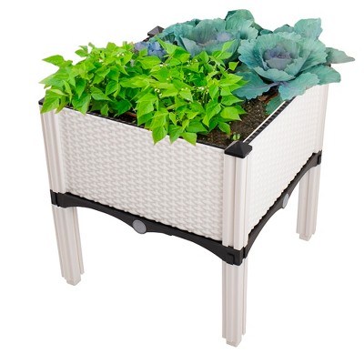 Modern Home Raised Planter Kit - Stackable Modular Flower/Garden Bed Kit (White)