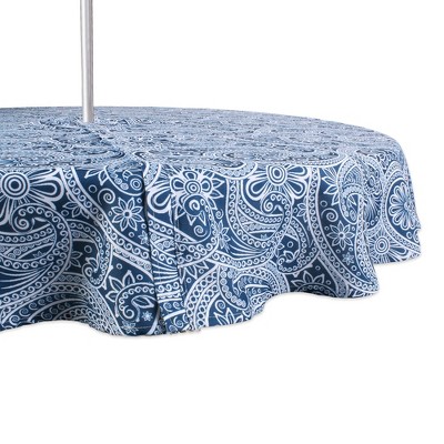 Dii Blue Paisley Print Outdoor Tablecloth With Zipper 60 Round