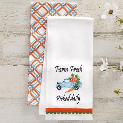 The Lakeside Collection Set of 2 Spring Truck Embroidered Kitchen Towels - Spring is Coming