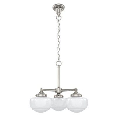 Hunter Fans 20.25" Brushed Nickel Saddle Creek Ceiling Light Fixture - Traditional Schoolhouse Style Chandelier