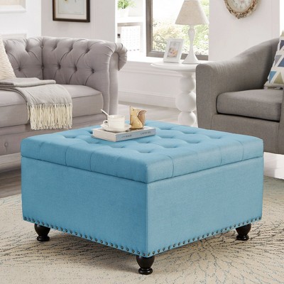 Sapphtopaz 30" Storage Bench Square Ottoman with Storage Upholstered Button Tufted Storage Ottoman for Bedroom, Living Space