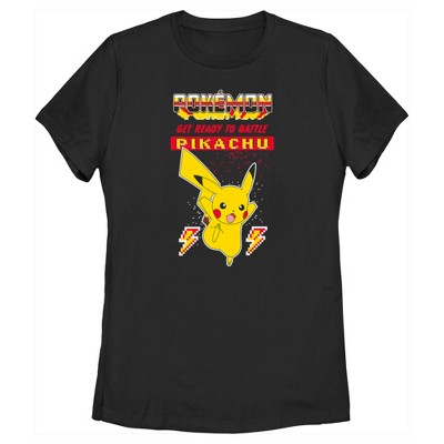 Women's Pokemon Get Ready to Battle Pikachu Retro T-Shirt