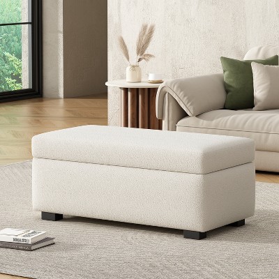Christopher Knight Home Kalysta Contemporary Rubberwood Upholstered Rectanglar Storage Ottoman