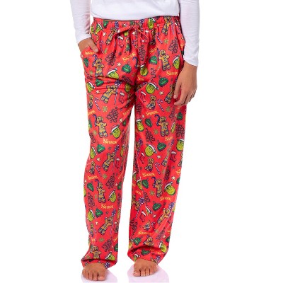 Dreamworks Shrek Women's All Over Tossed Print Christmas Sleep Pajama Pants Red