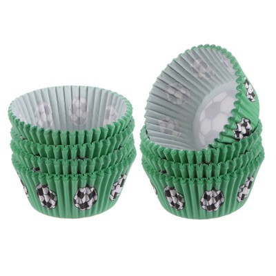 Unique Bargains Greaseproof Cupcake Liners Soccer Pattern Papers Baking Cups 2" x 1.2" 200 Pcs Green