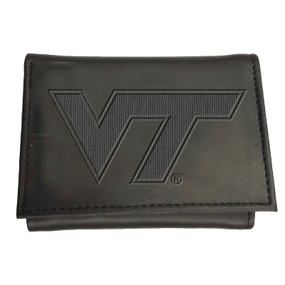 Evergreen NCAA Virginia Tech Hokies Black Leather Trifold Wallet Officially Licensed with Gift Box