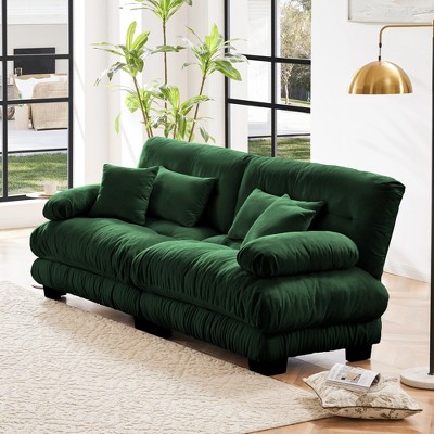 Modern Cloud Sofa for Living Room, Soft & Comfy Chenille Upholstered 2/3/4-Seat Couch with Lumbar Pillows & Throw Pillows - ModernLuxe
