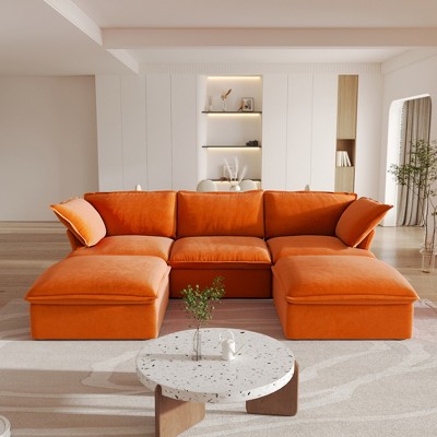 Sectional Couches for LivingRoom,162.98" U Shaped Cloud Modular Sectional Sofa with Storage Ottomans,Covers Removable& Replaceable