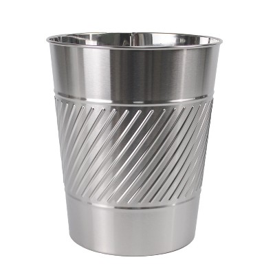Cameo 5 Liter Waste Basket Can for Garbage, Round Open Top Trash Can for Bathroom Bedroom, Kitchen, Stainless Steel, Fingerprint Resistant