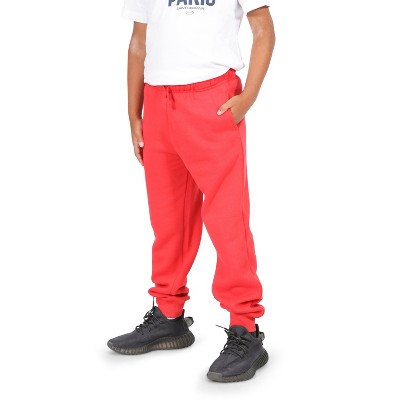 EVERYDAY KIDS Boys Cotton Fleece Sweatpants; Boys’ Activewear Jogger Pants - Soft and Breathable Cotton/Poly Blend, Red