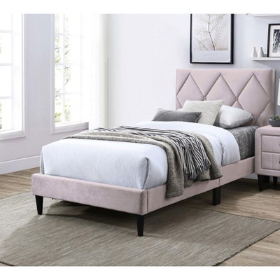 CAVINAS Twin/Full Size Modern Velvet Platform Bed with Adjustable Headboard,Wooden Bed Frame for Kids Room,Bedroom