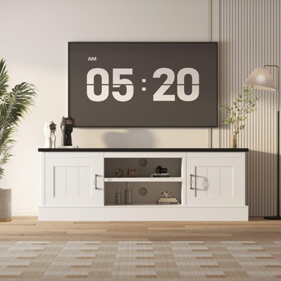 Farmhouse TV Stand for 65 Inch TVs Entertainment Center with Storage Cabinets Modern Media Console Table for Living Room Office