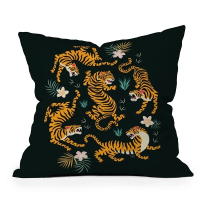 Deny Designs ThirtyOne Illustrations Tiger All Around Square Throw Pillow
