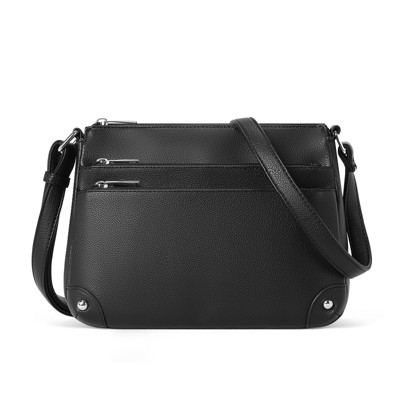 Crossbody Bags for Women, Medium Size Shoulder Handbags, Satchel Purse with Multi Zipper Pocket Black