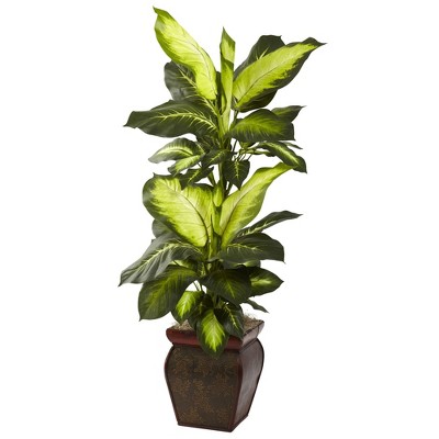 Nearly Natural 45-in Golden Dieffenbachia w/Decorative Planter
