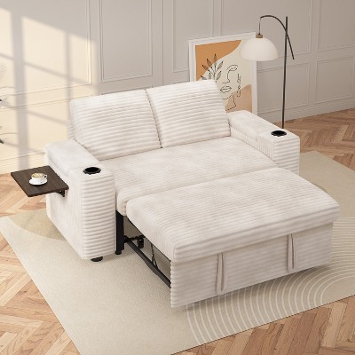 Dyonery 65.5 inch Convertible Sleeper Sofa Bed with Arm Storage,Pull Out Couch Bed with USB Port,Reclining Backrest,Tool-Free Assembly,Modern Loveseat