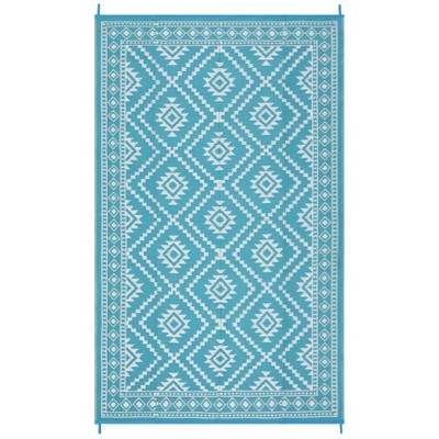 9 x 12 ft Plastic Gray White Rectangular Beach Front Porches Patio Picnic RV Camping Garage Geometric Bohemian Area Rug