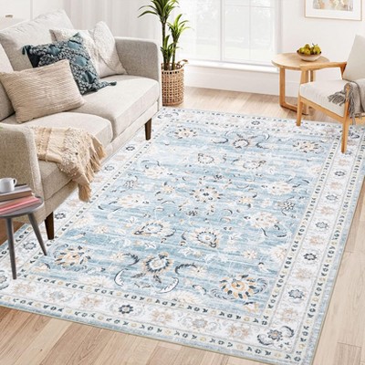 Area Rug 9x12 Large Washable Rugs for Living Room Non Slip Low Pile Aesthetic Carpet Indoor Soft