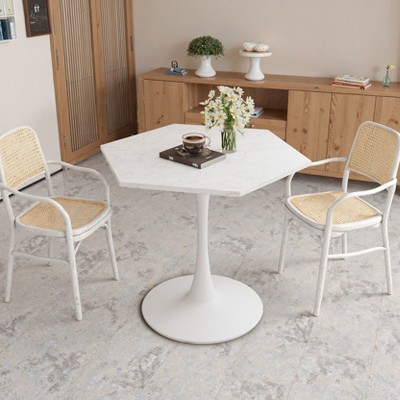 NicBex 31.5 Inch Octagonal Coffee Table Simple Modern Dining Table with Wooden Tabletop and Metal Base for Living Room, Dining Room