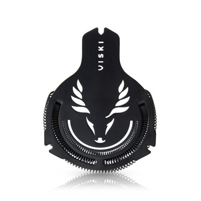 Viski Titanium Staghead Hawthorne Strainer - Laser Cut Cocktail Strainer for Drinks with Springs and Scratch Resistant Titanium Finish - Set of 1