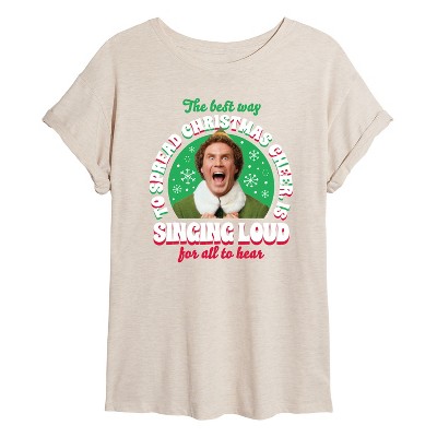 Women's - ELF - Christmas Singing Oversized Graphic T-Shirt