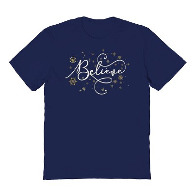 Rerun Island Men's Christmas Believe Short Sleeve Graphic Cotton T-shirt