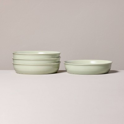 28oz Flared Brim Stoneware Pasta/Grain Bowl Serene Green - Hearth & Hand™ with Magnolia