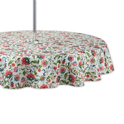 Design Imports  Garden Floral Print Outdoor Tablecloth With Zipper 60 Round