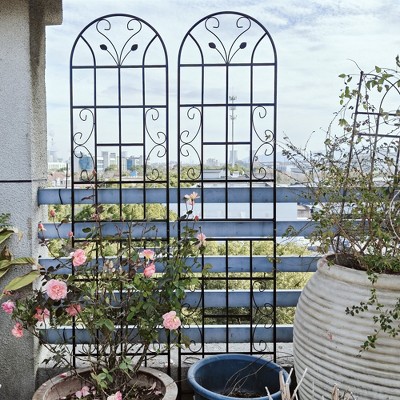 Syemin Patio Decorative Screens, Elegant Vine Pattern Yard Fencing, Pet-Safe Decorative Fence for Yard, Patio, Black, 19.7"*19.7"*86.7"